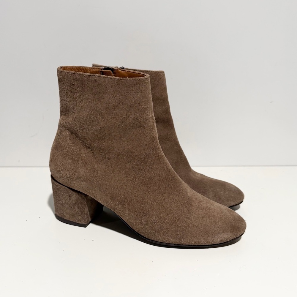 Thursday Leather Elegant Tan Suede Ankle Boots Heel 7